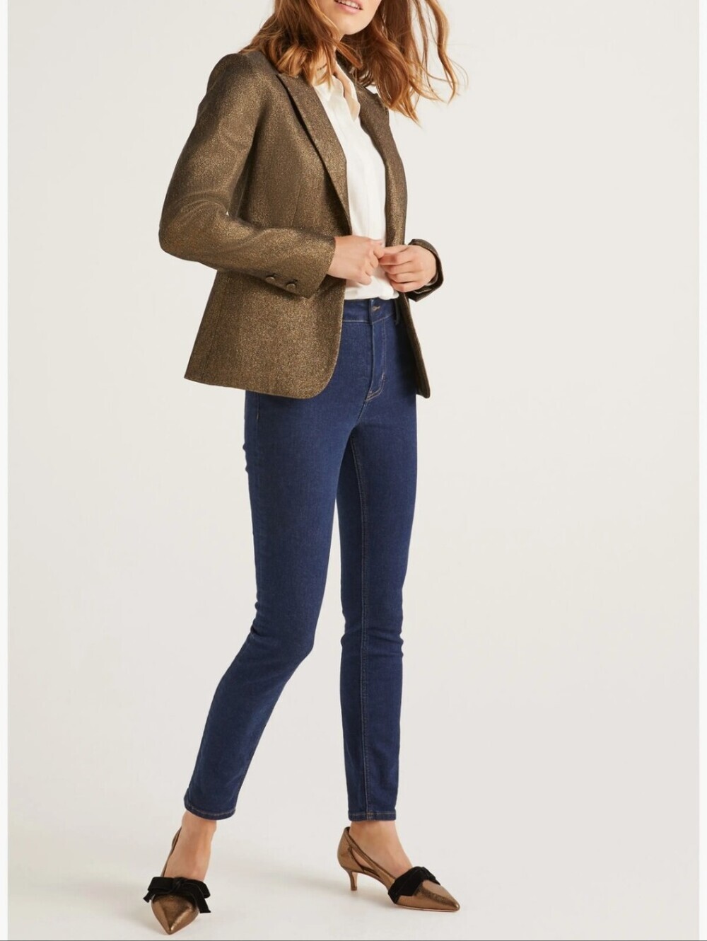 Boden Belgravia Metallic Party Blazer Sz 16 Gold/Bronze